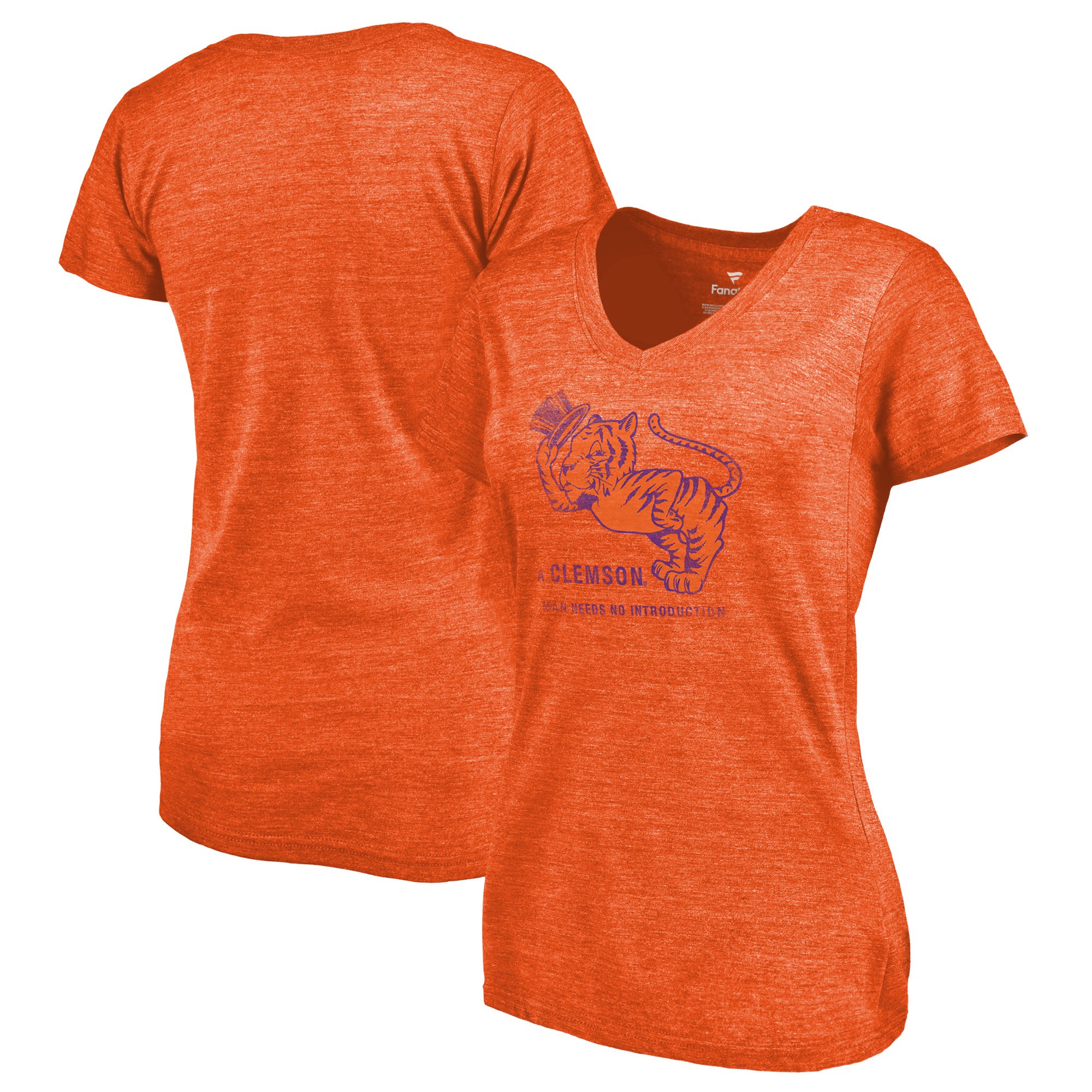 2020 NCAA Fanatics Branded Clemson Tigers Women Orange College Vault Primary Logo TriBlend VNeck TShirt.->nhl t-shirts->Sports Accessory